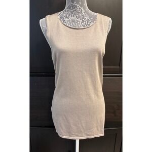 Coldwater Creek Women's Silk Blend Taupe Sleeveless Knit Elegant Classic Top M